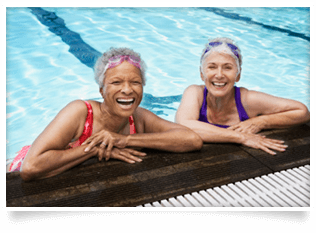 old women in pool